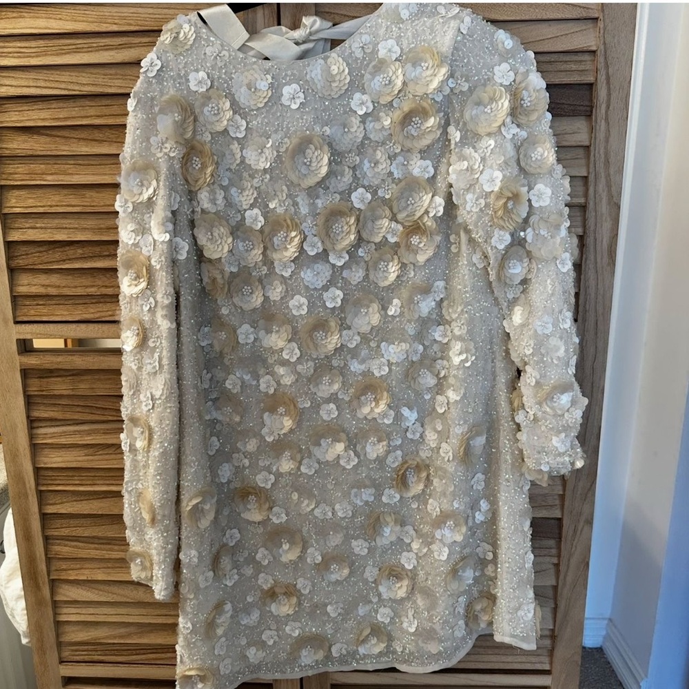ASOS DESIGN floral embellished mini shift dress size 10 - Picture 6 of 7